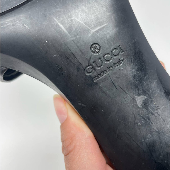 Gucci GG Monogram Logo Open Toe Mules Heels Sandals Slippers Slides Black US 8 - Picture 9 of 11